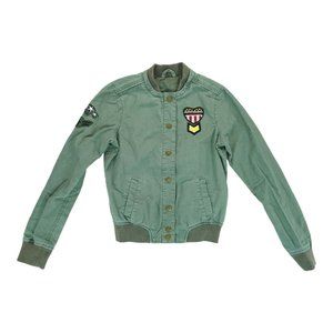 BETHANY MOTA Girl's Green Military Bomber Jacket Size XS